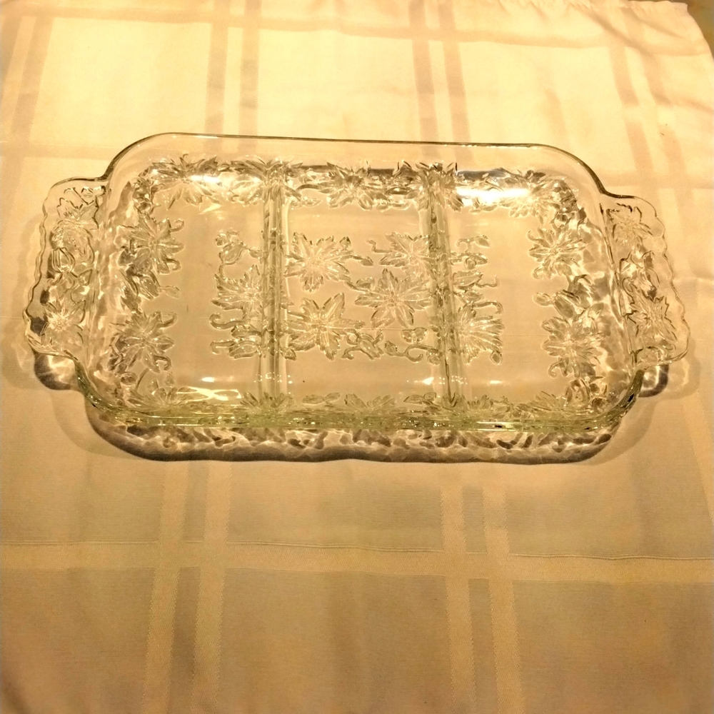 Princess house three sectioned Serving tray 12”x7” or for jewels/accessories